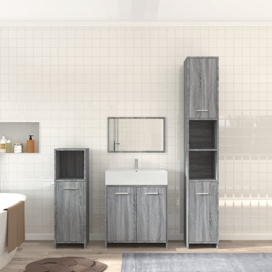 vidaXL Set de muebles de baño 4 pzas madera contrachapada gris sonoma