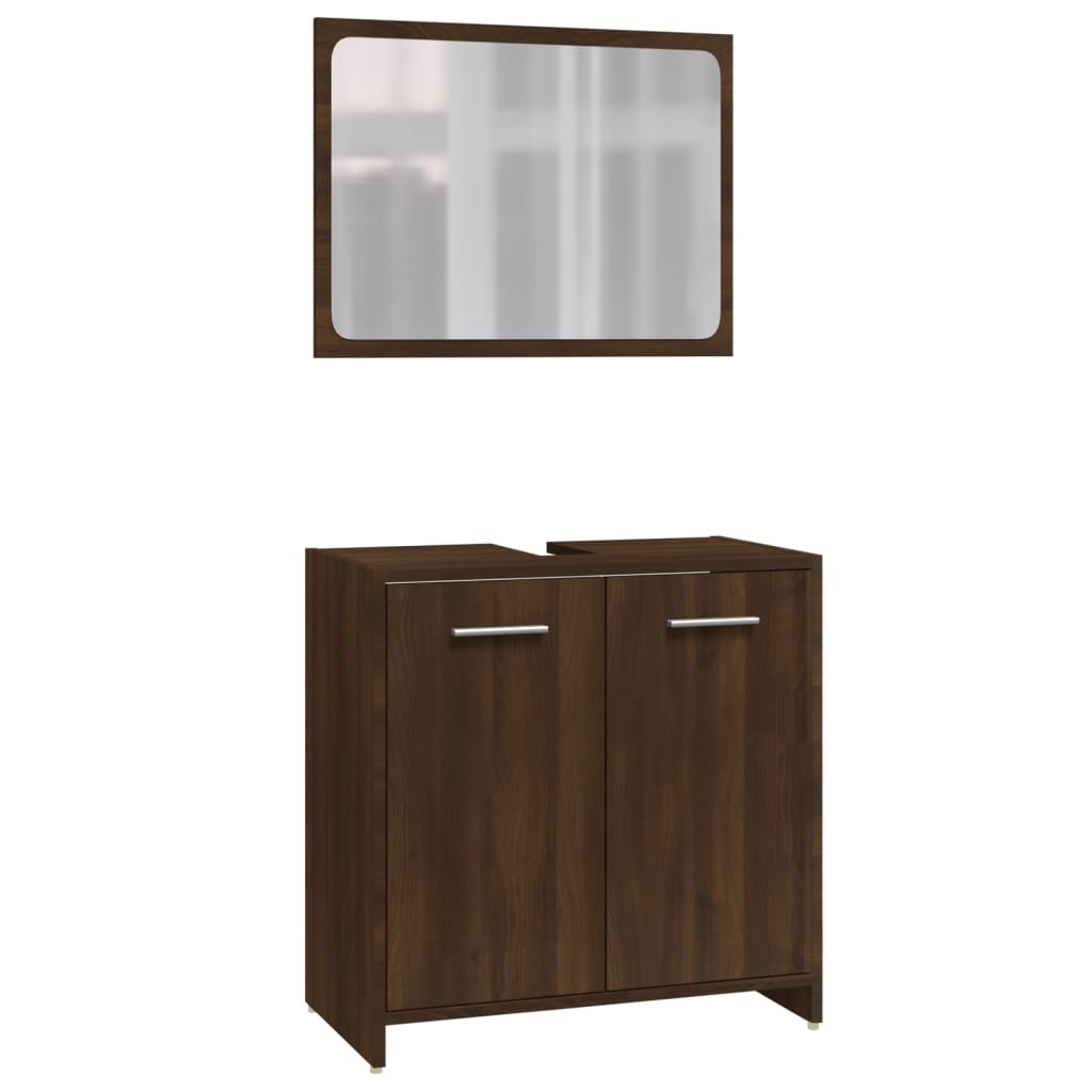 vidaXL Set de muebles baño 3 pzas madera contrachapada roble marrón