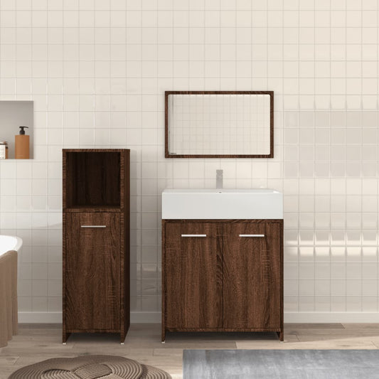 vidaXL Set de muebles baño 3 pzas madera contrachapada roble marrón