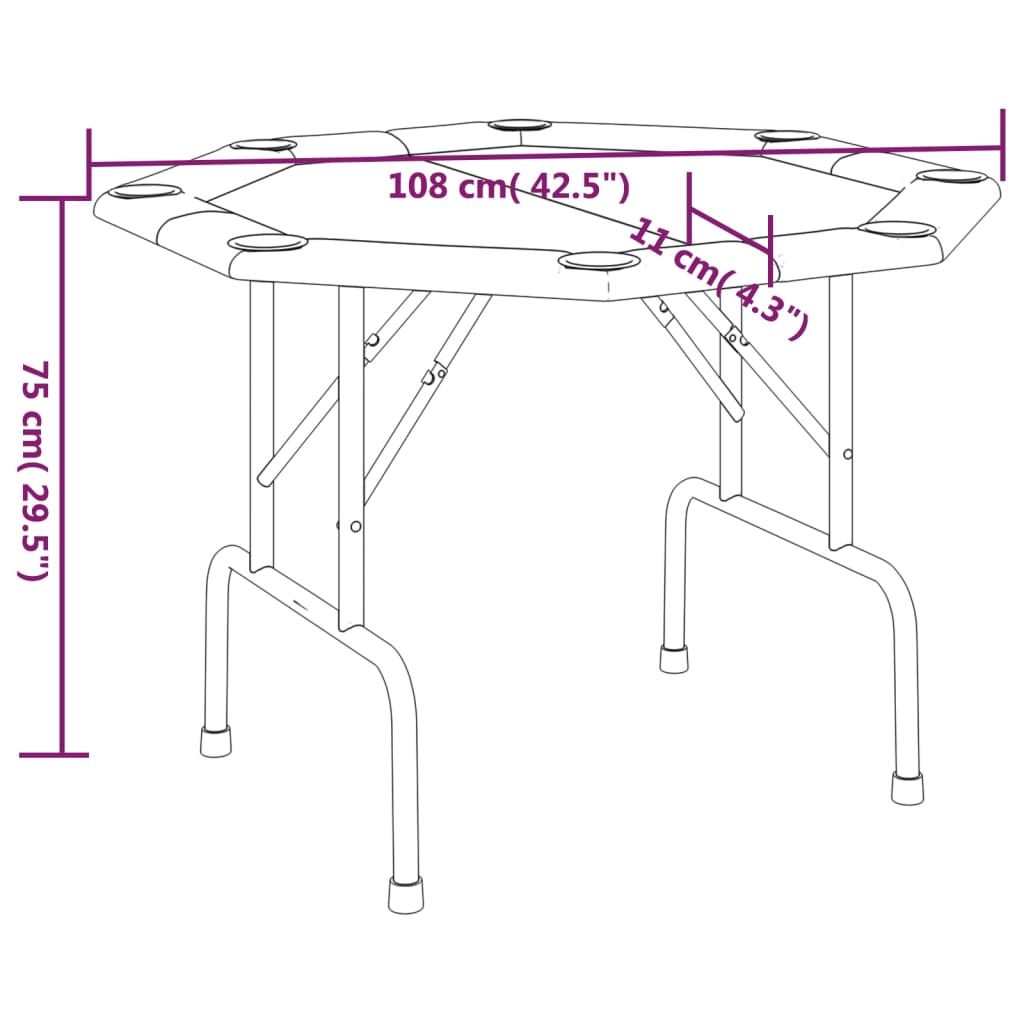 vidaXL Mesa de póquer plegable para 8 jugadores verde 108x108x75 cm