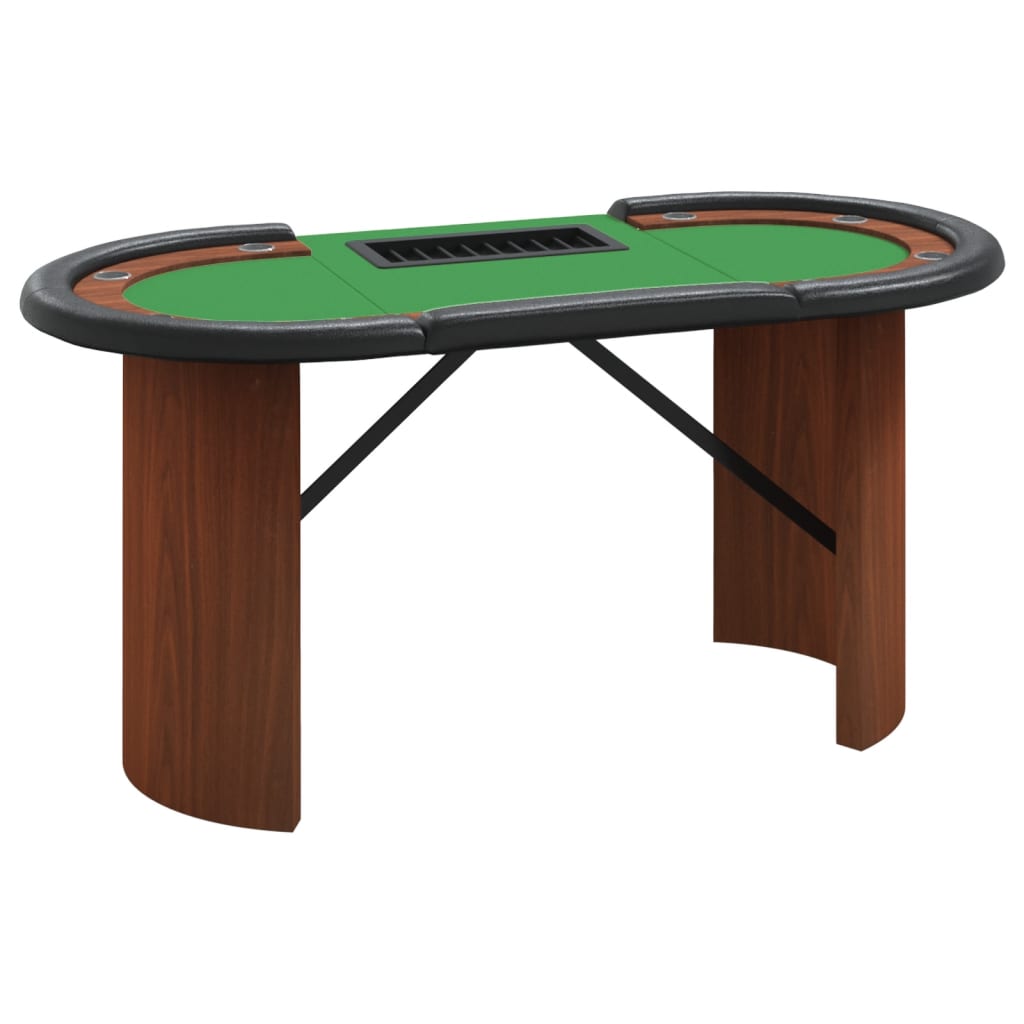 vidaXL Mesa de póquer 10 jugadores bandeja fichas verde 160x80x75 cm