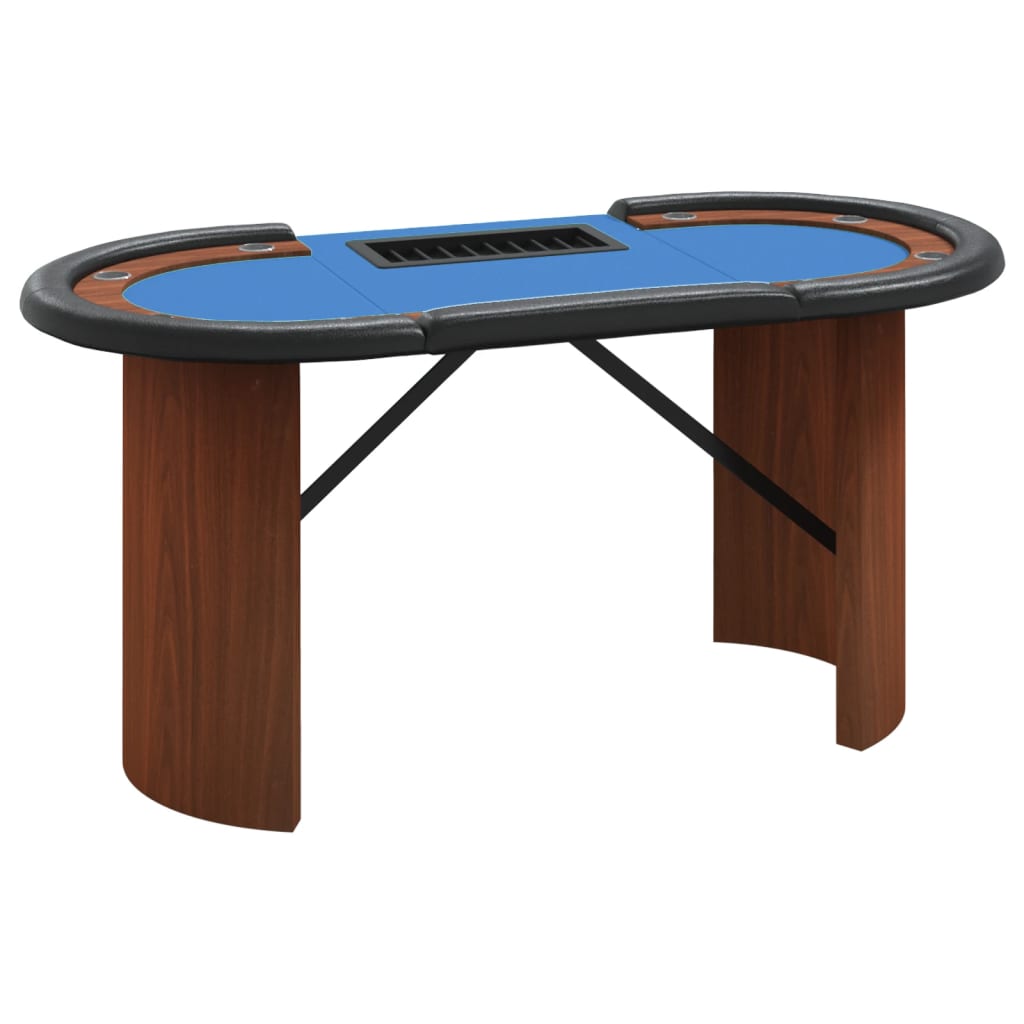 vidaXL Mesa de póquer 10 jugadores bandeja fichas azul 160x80x75 cm