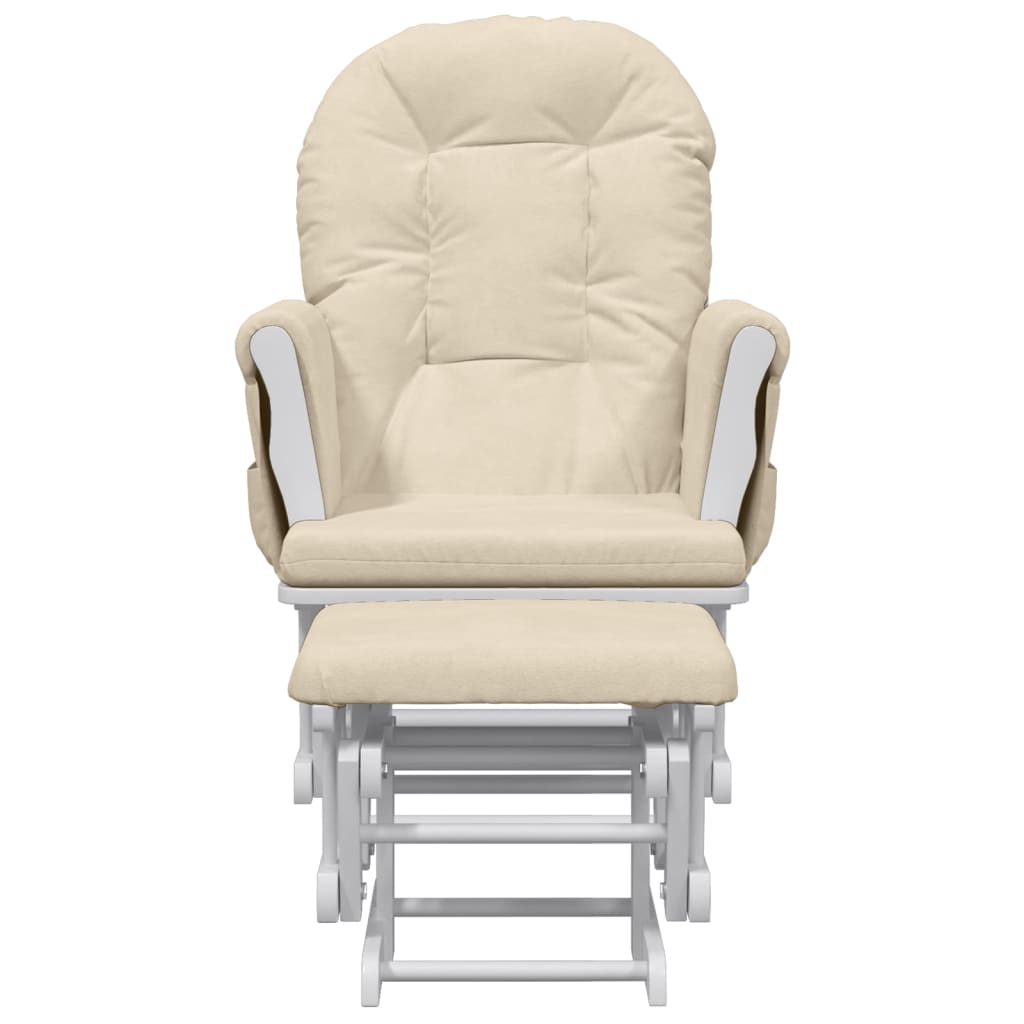 vidaXL Sillón de lactancia con taburete tela blanco crema