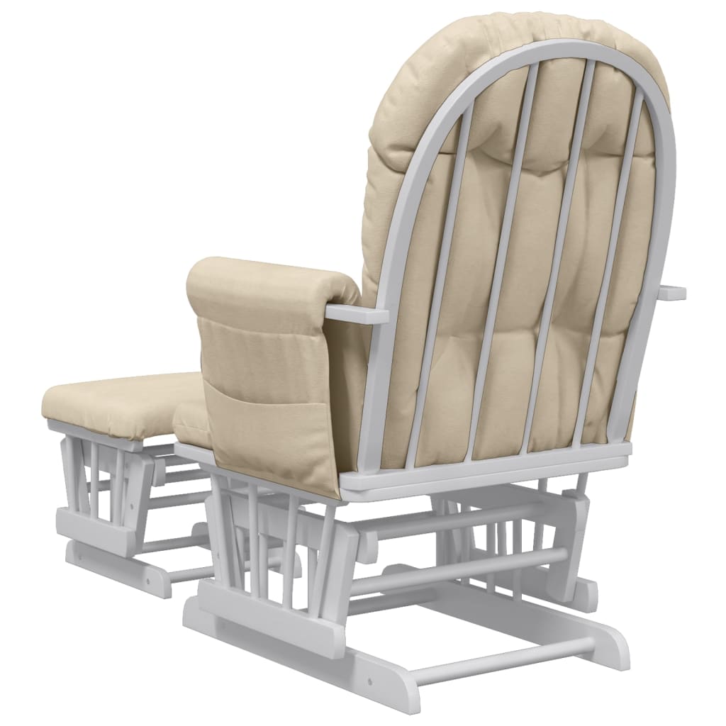 vidaXL Sillón de lactancia con taburete tela blanco crema