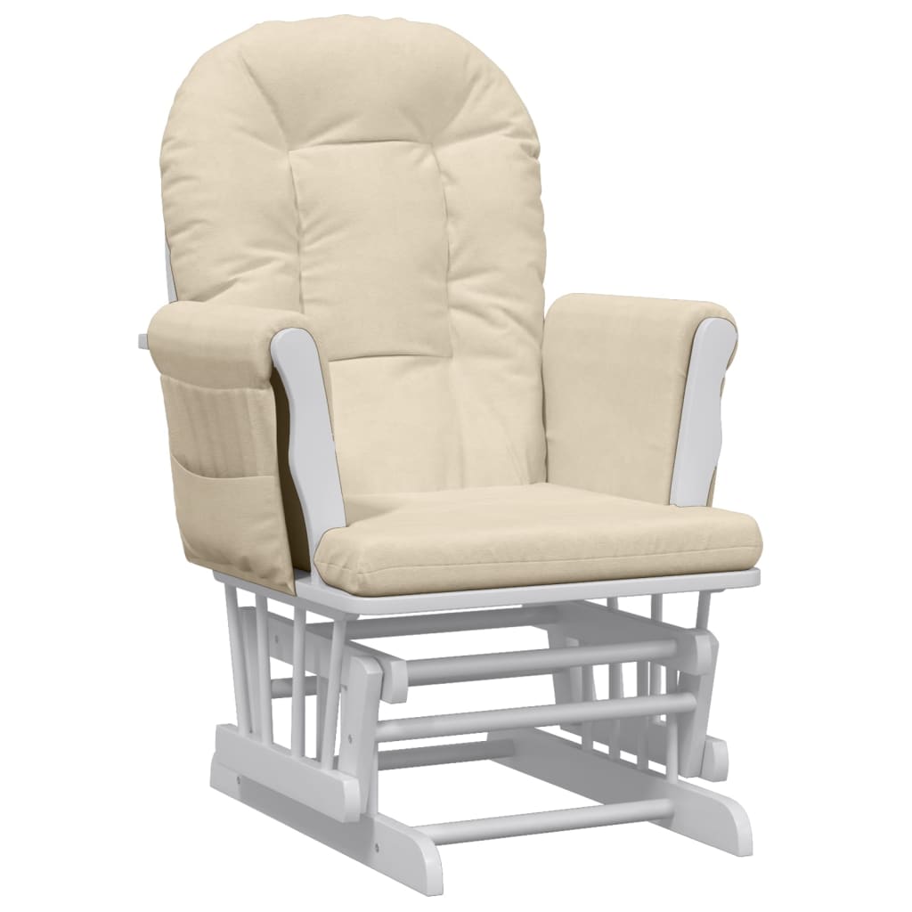 vidaXL Sillón de lactancia con taburete tela blanco crema