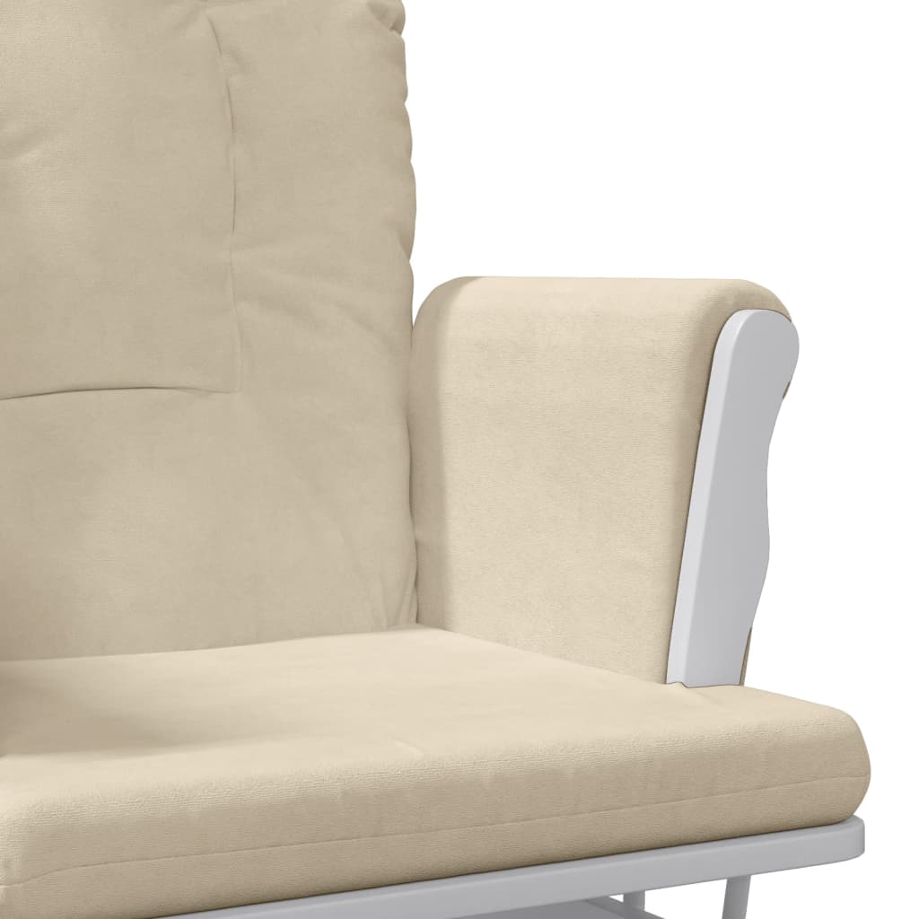 vidaXL Sillón de lactancia con taburete tela blanco crema