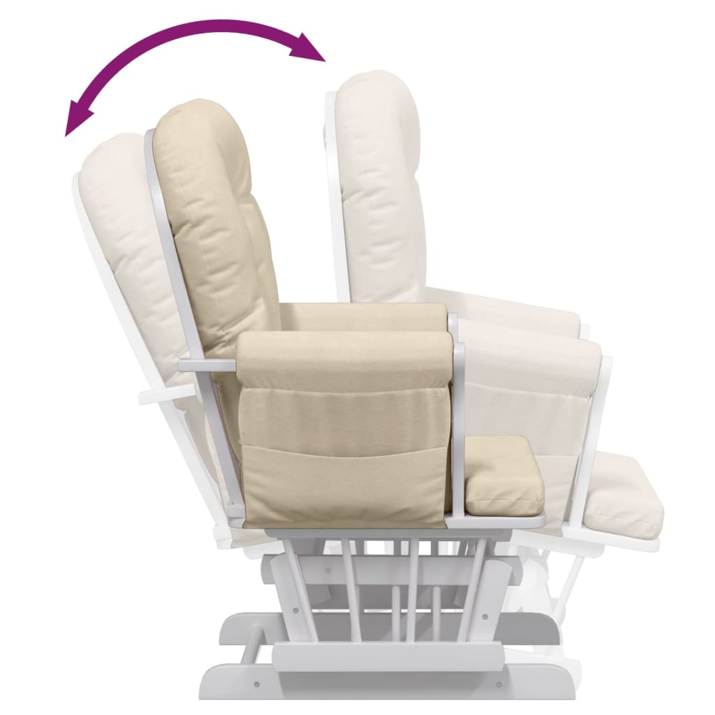 vidaXL Sillón de lactancia con taburete tela blanco crema