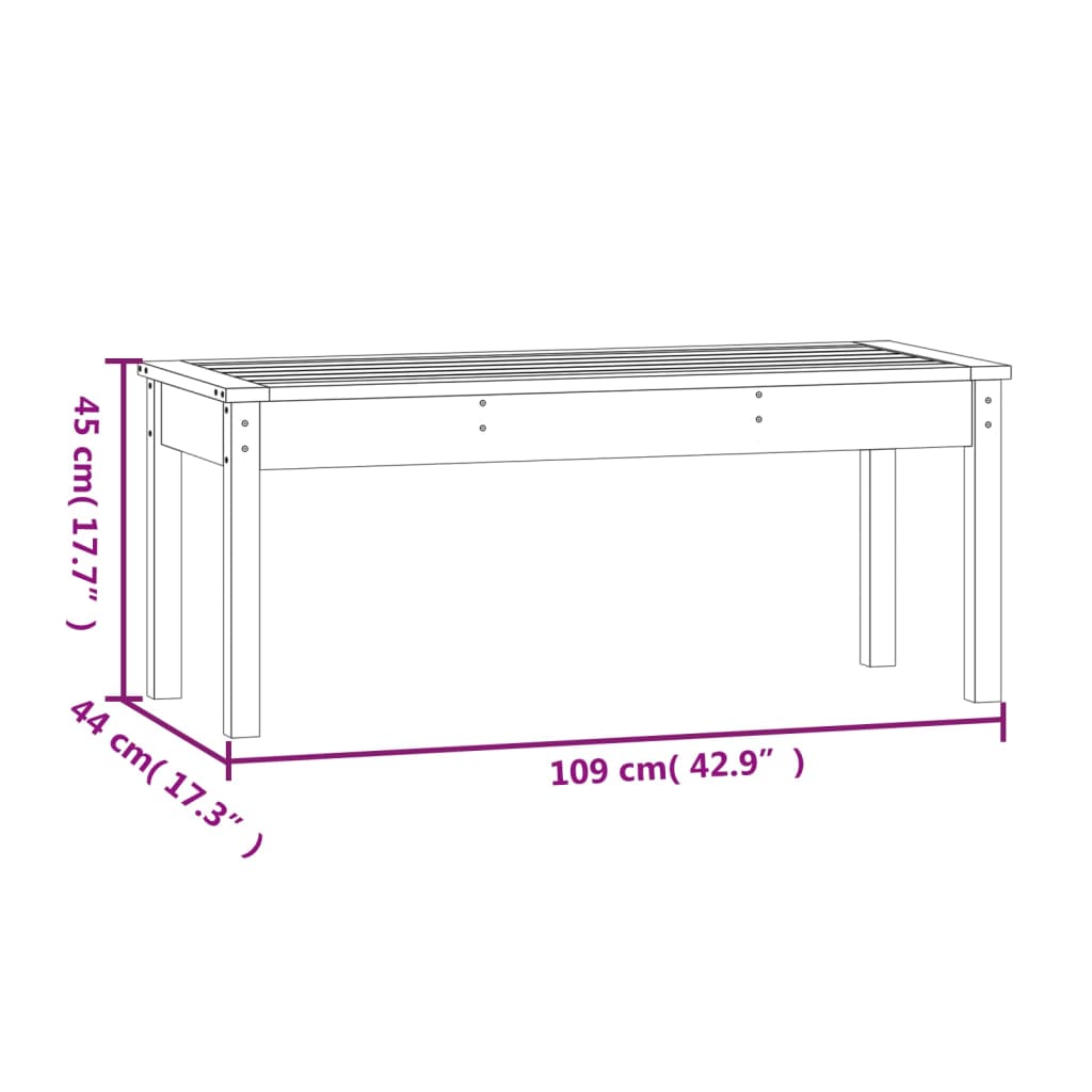 vidaXL Banco de jardín madera maciza abeto de Douglas 109x44x45 cm