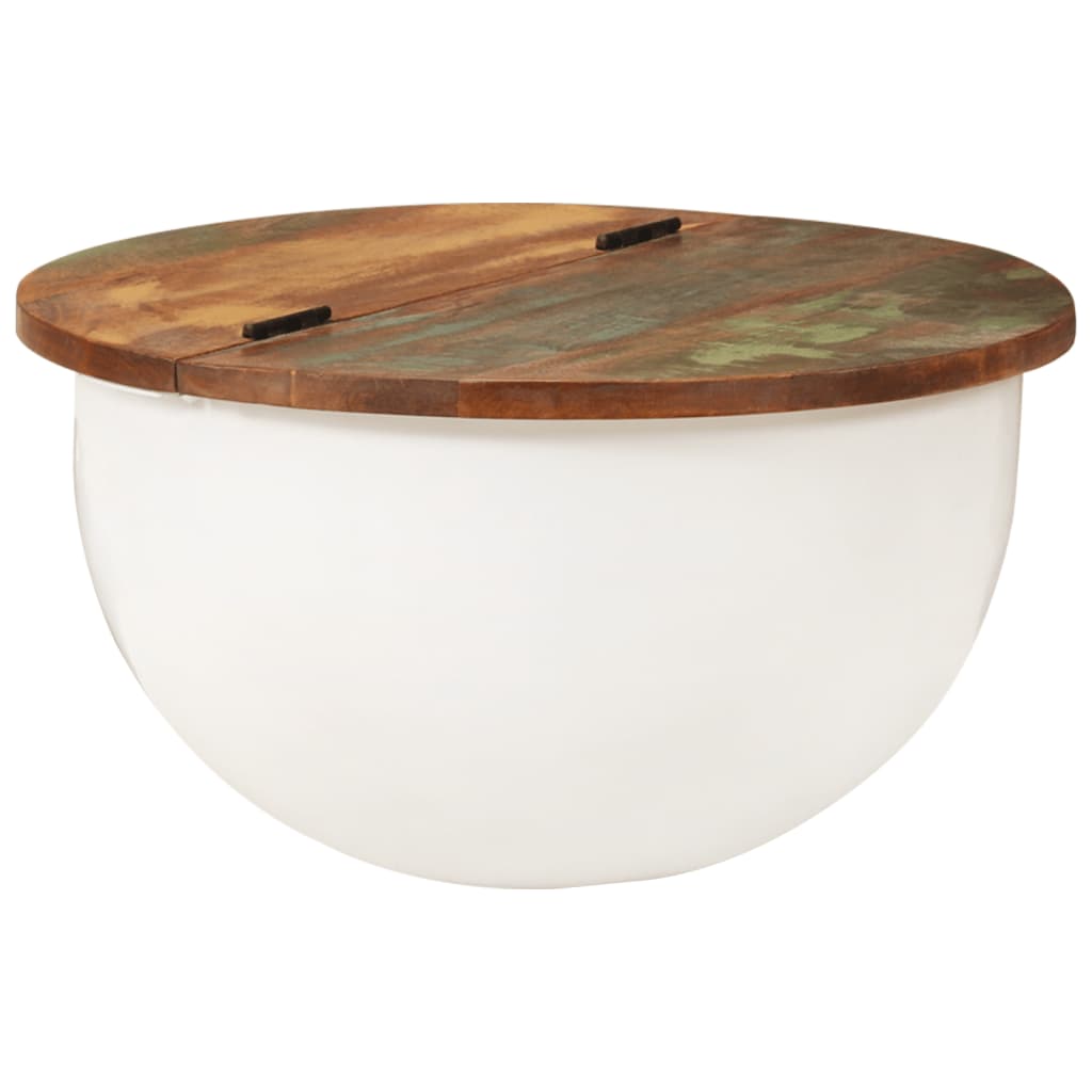 vidaXL Mesa de centro de madera maciza reciclada blanca 50x27 cm