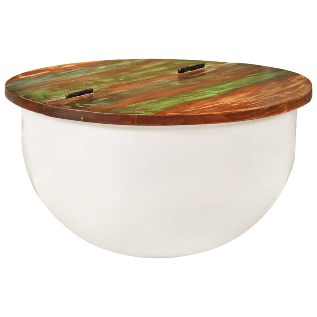 vidaXL Mesa de centro de madera maciza reciclada blanca 50x27 cm