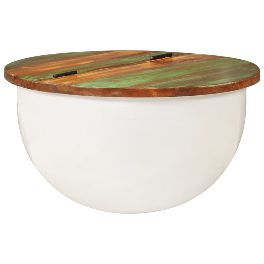 vidaXL Mesa de centro de madera maciza reciclada blanca 50x27 cm