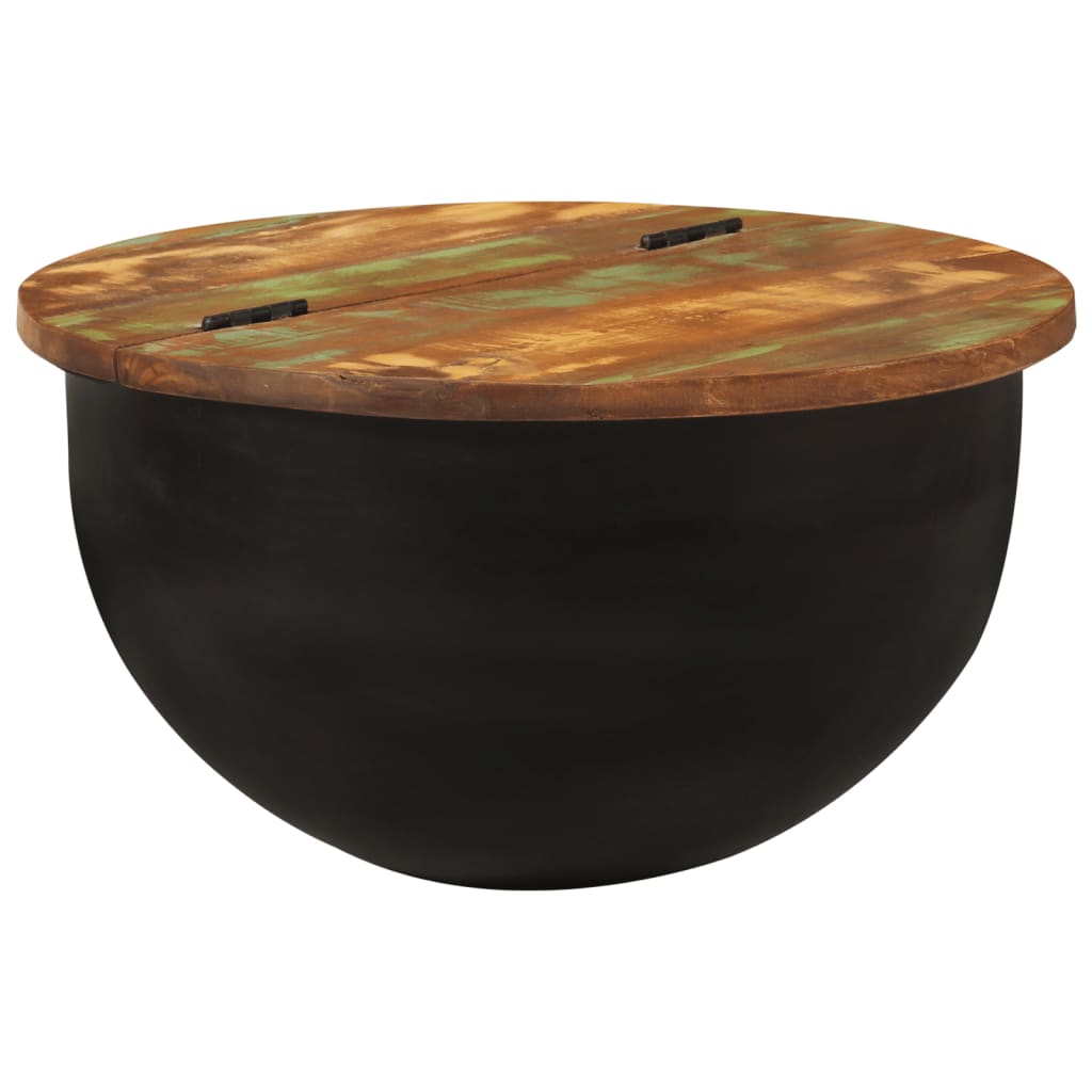 vidaXL Mesa de centro de madera maciza reciclada negra 50x27 cm