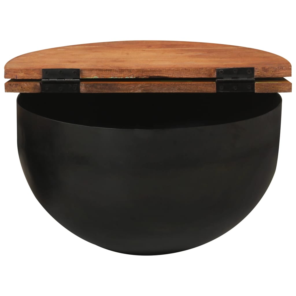 vidaXL Mesa de centro de madera maciza reciclada negra 50x27 cm