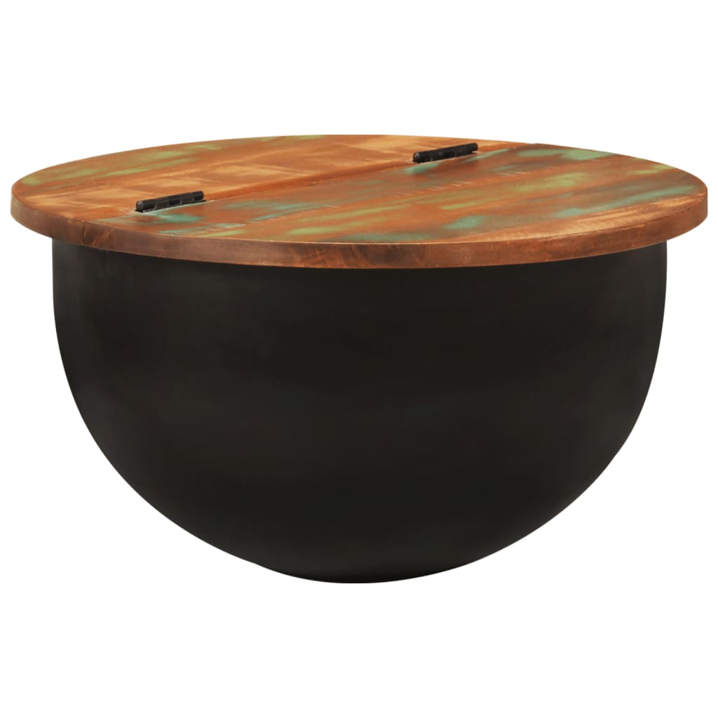 vidaXL Mesa de centro de madera maciza reciclada negra 50x27 cm