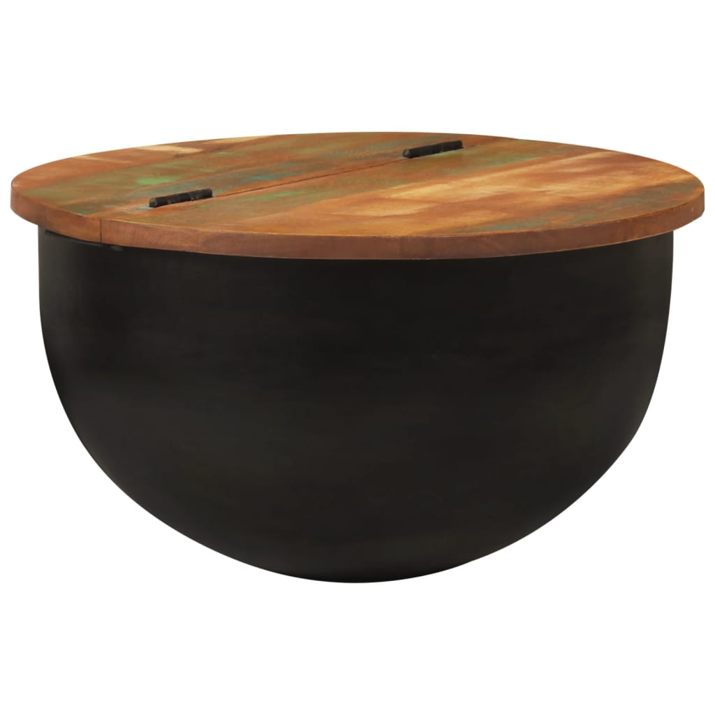 vidaXL Mesa de centro de madera maciza reciclada negra 50x27 cm