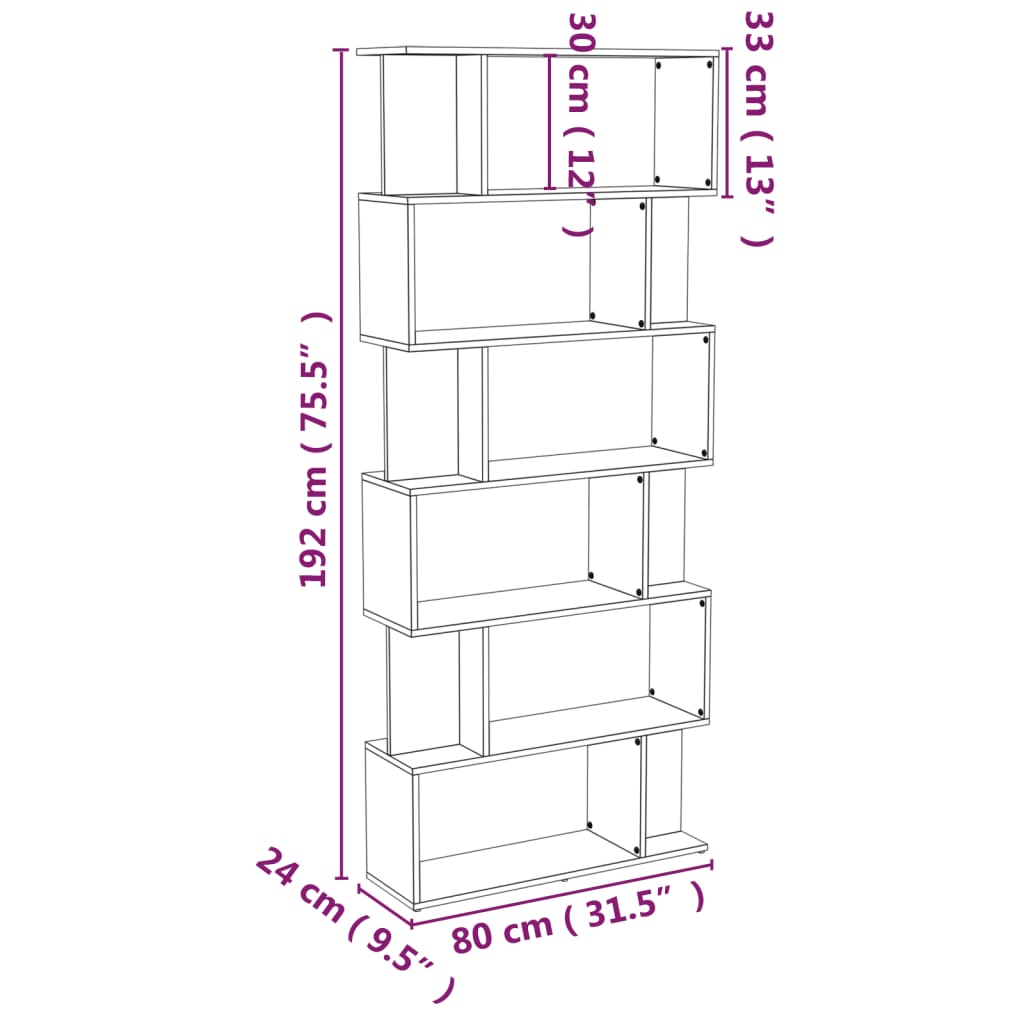 vidaXL Estantería/Biombo madera contrachapada marrón roble 80x24x192cm