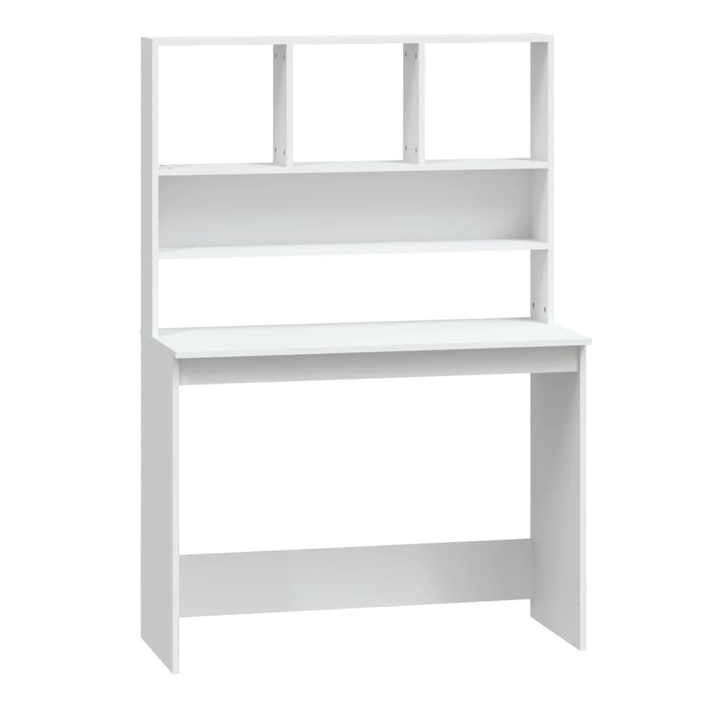 vidaXL Escritorio estantes madera contrachapada blanco 102x45x148 cm