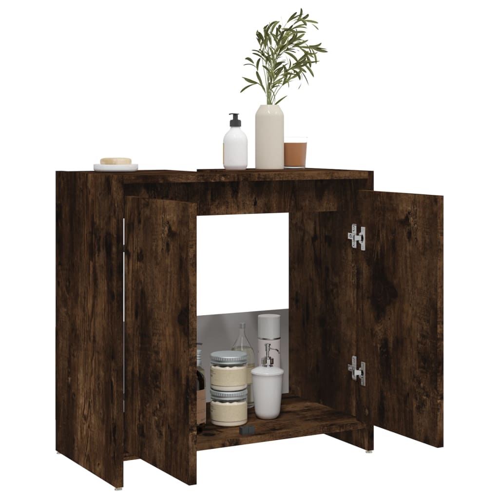 vidaXL Armario de baño madera contrachapada roble ahumado 60x33x61 cm