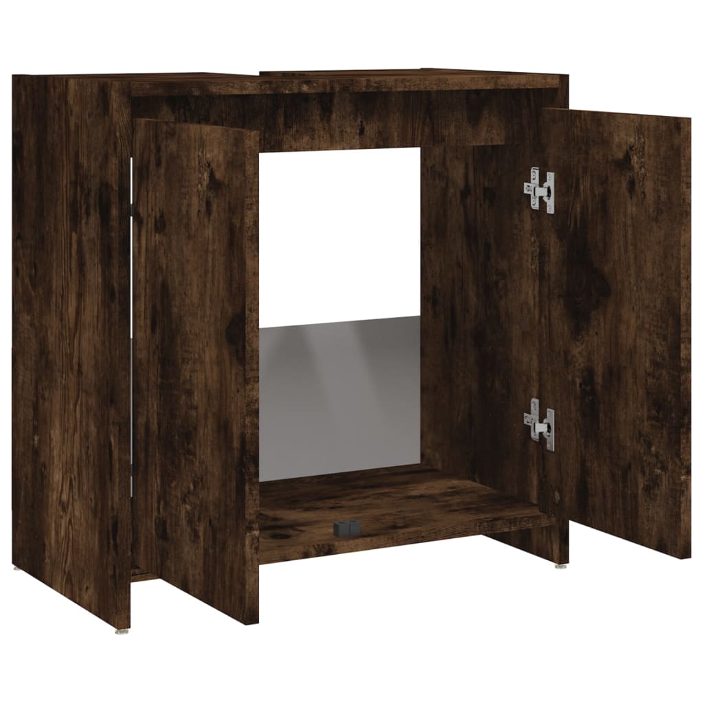 vidaXL Armario de baño madera contrachapada roble ahumado 60x33x61 cm