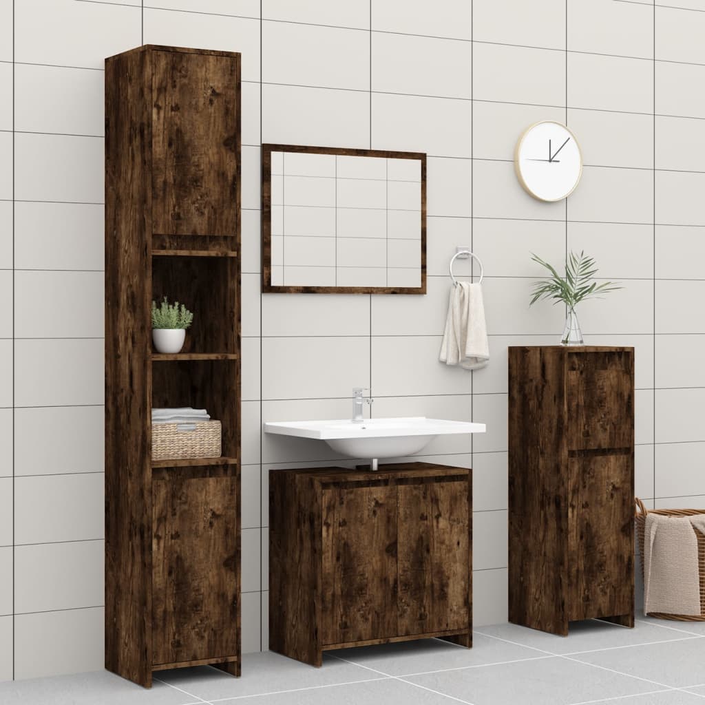 vidaXL Armario de baño madera contrachapada roble ahumado 60x33x61 cm