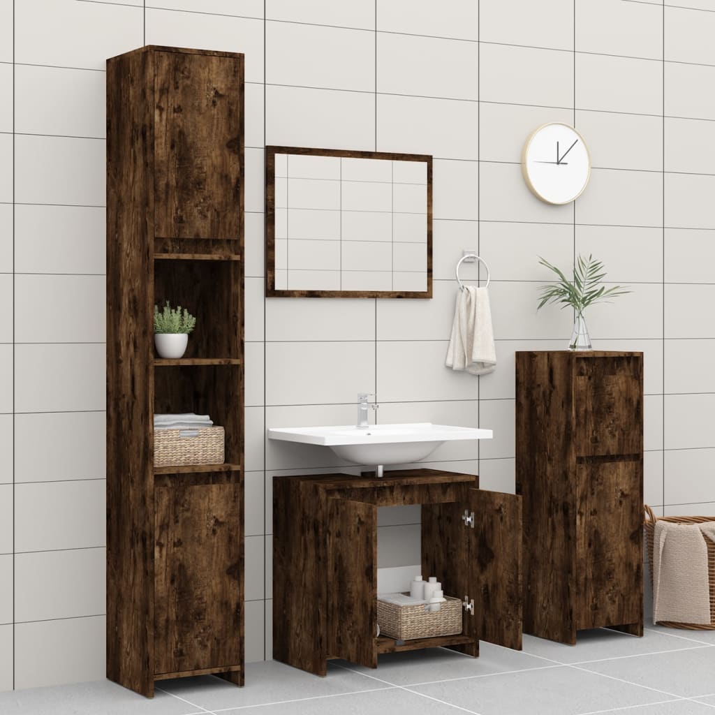 vidaXL Armario de baño madera contrachapada roble ahumado 60x33x61 cm