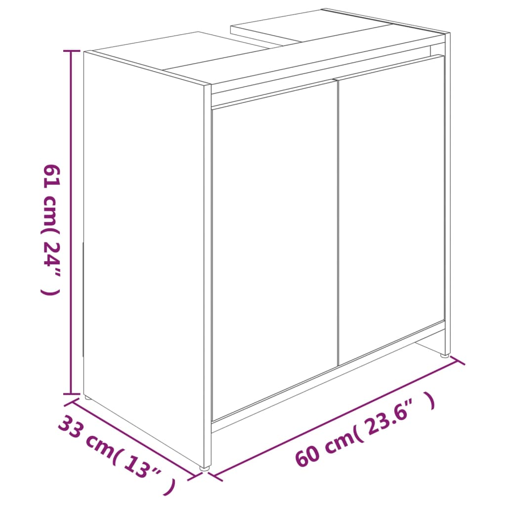 vidaXL Armario de baño madera contrachapada roble ahumado 60x33x61 cm