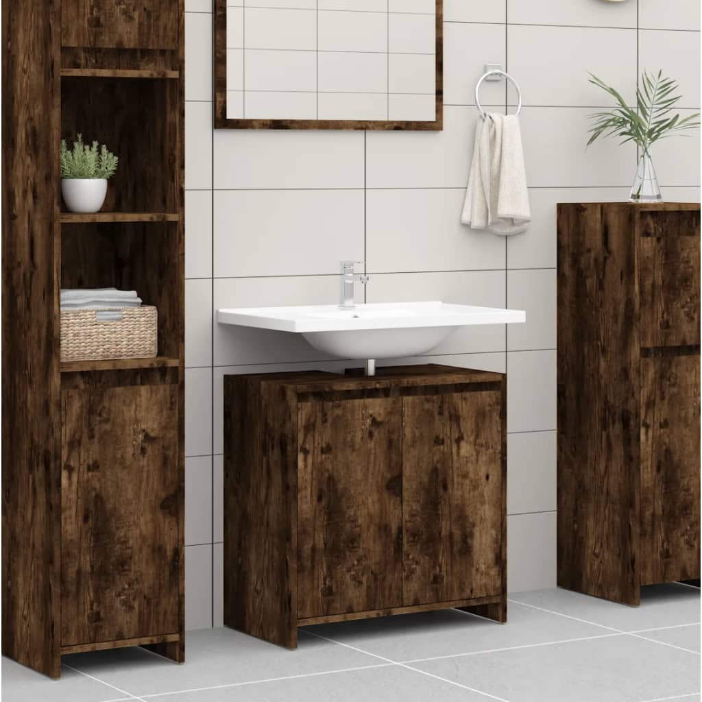 vidaXL Armario de baño madera contrachapada roble ahumado 60x33x61 cm