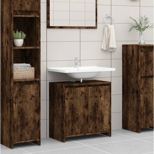 vidaXL Armario de baño madera contrachapada roble ahumado 60x33x61 cm