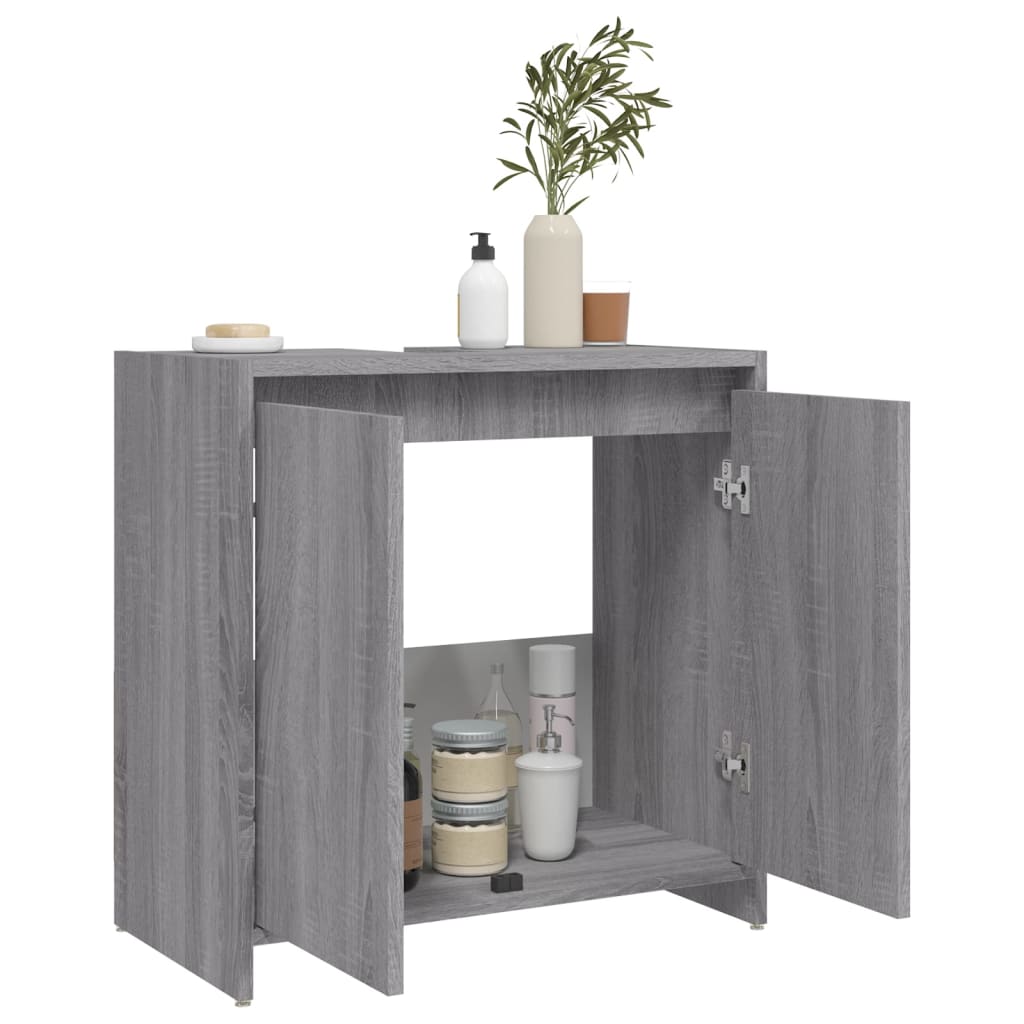 vidaXL Armario de baño madera contrachapada gris Sonoma 60x33x61 cm