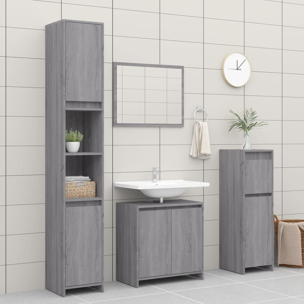 vidaXL Armario de baño madera contrachapada gris Sonoma 60x33x61 cm