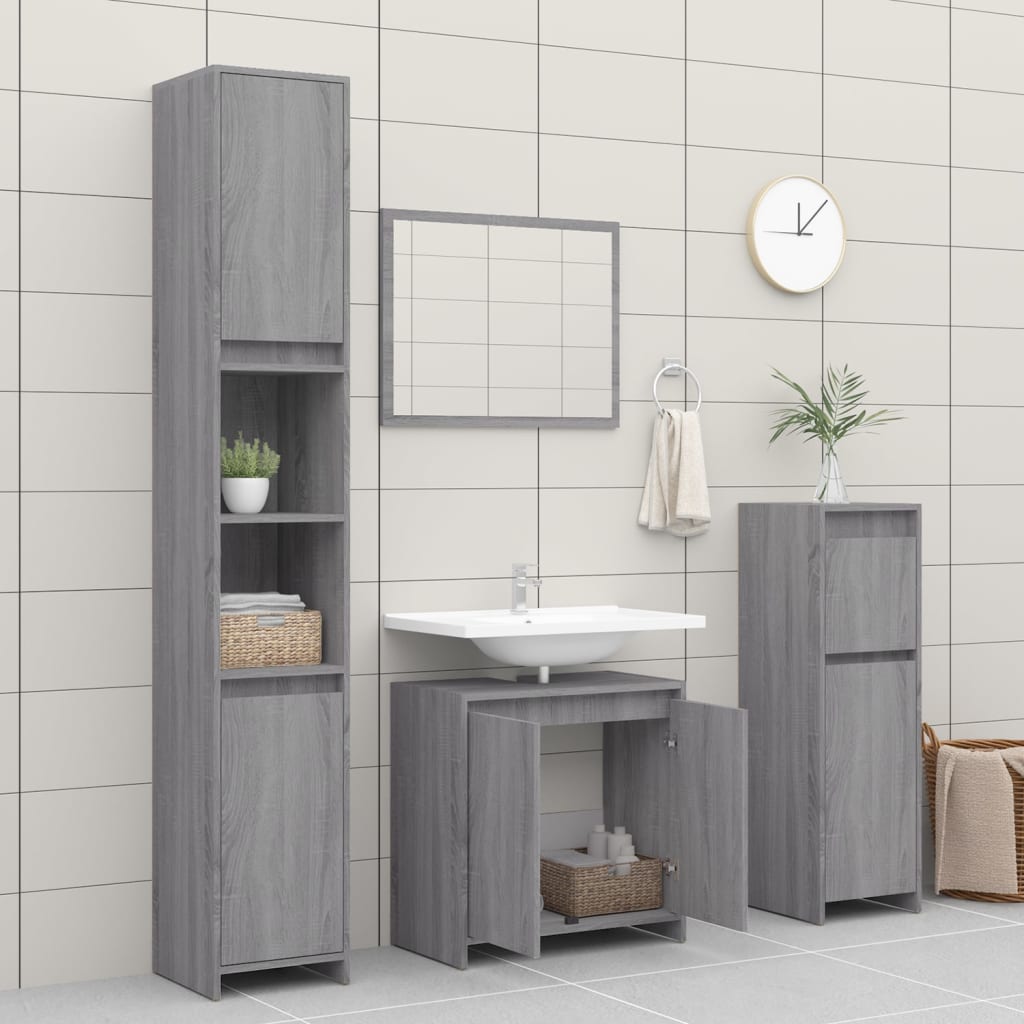 vidaXL Armario de baño madera contrachapada gris Sonoma 60x33x61 cm