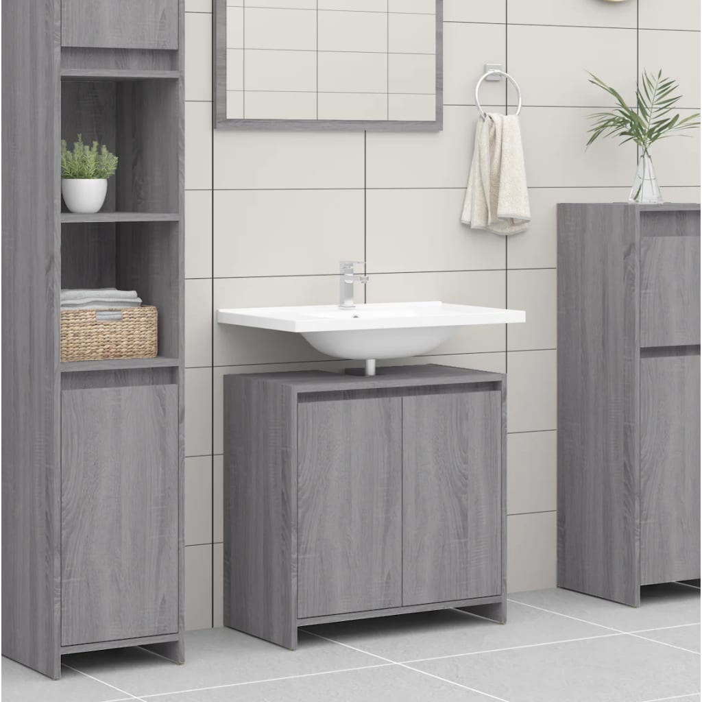 vidaXL Armario de baño madera contrachapada gris Sonoma 60x33x61 cm