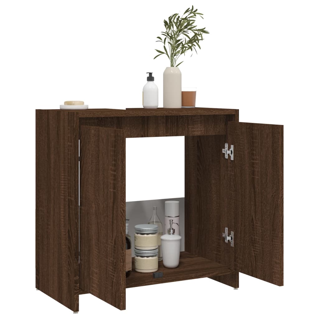 vidaXL Armario de baño madera contrachapada marrón roble 60x33x61 cm