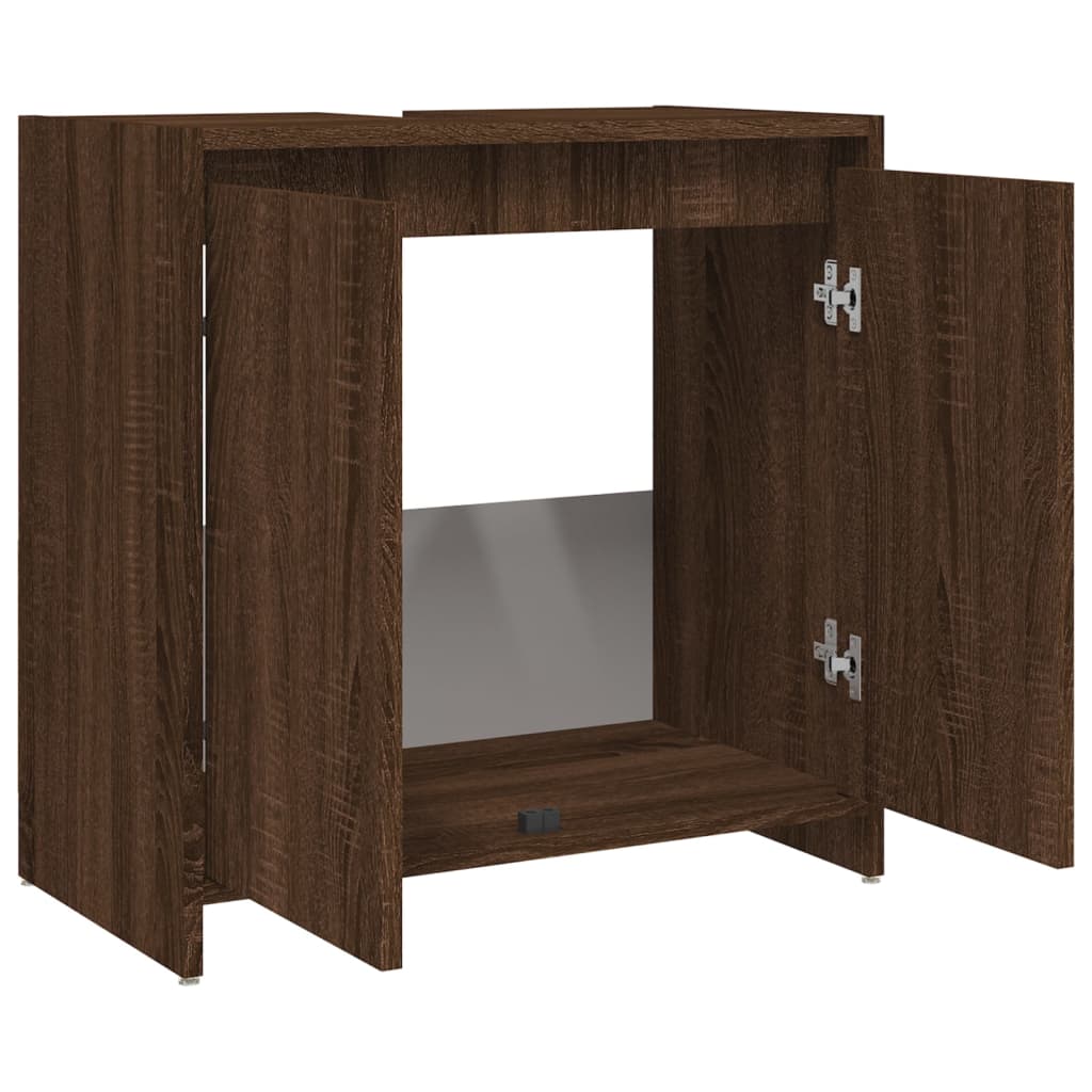 vidaXL Armario de baño madera contrachapada marrón roble 60x33x61 cm