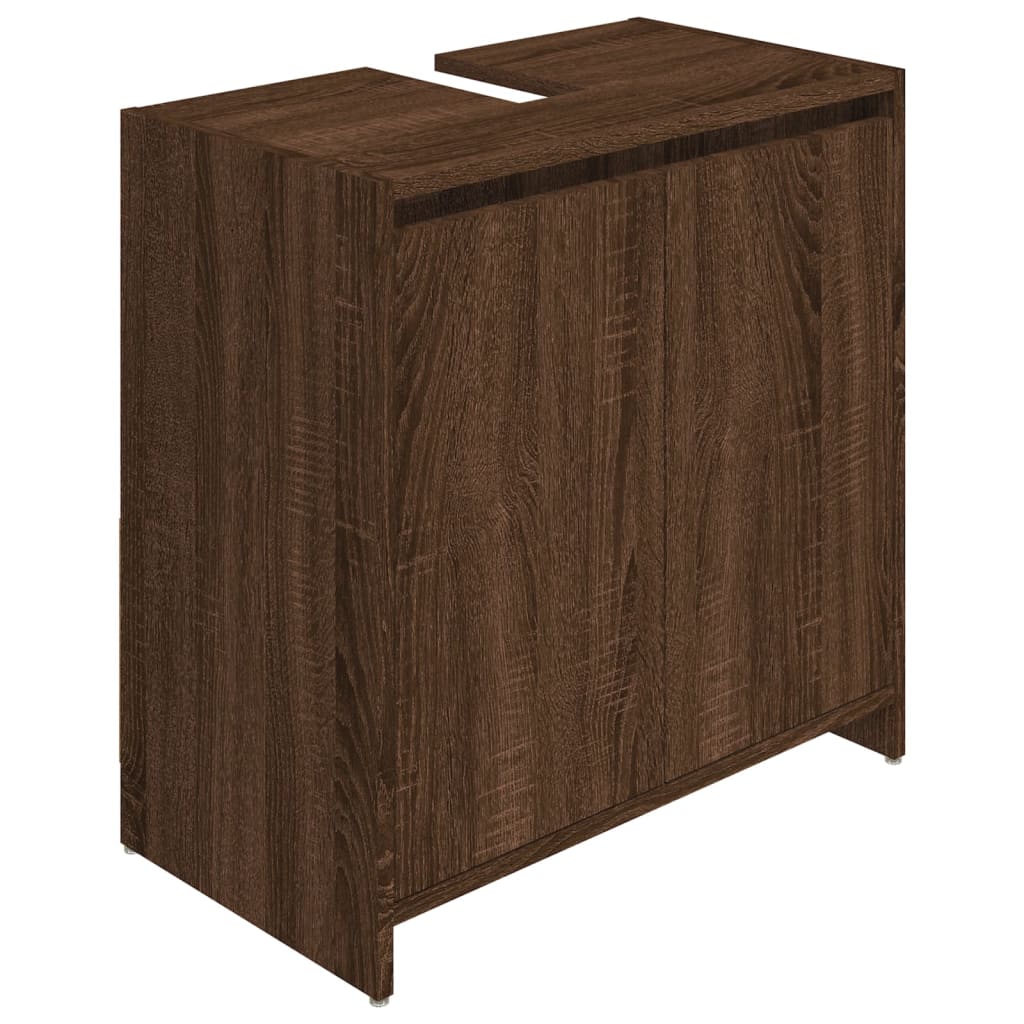 vidaXL Armario de baño madera contrachapada marrón roble 60x33x61 cm