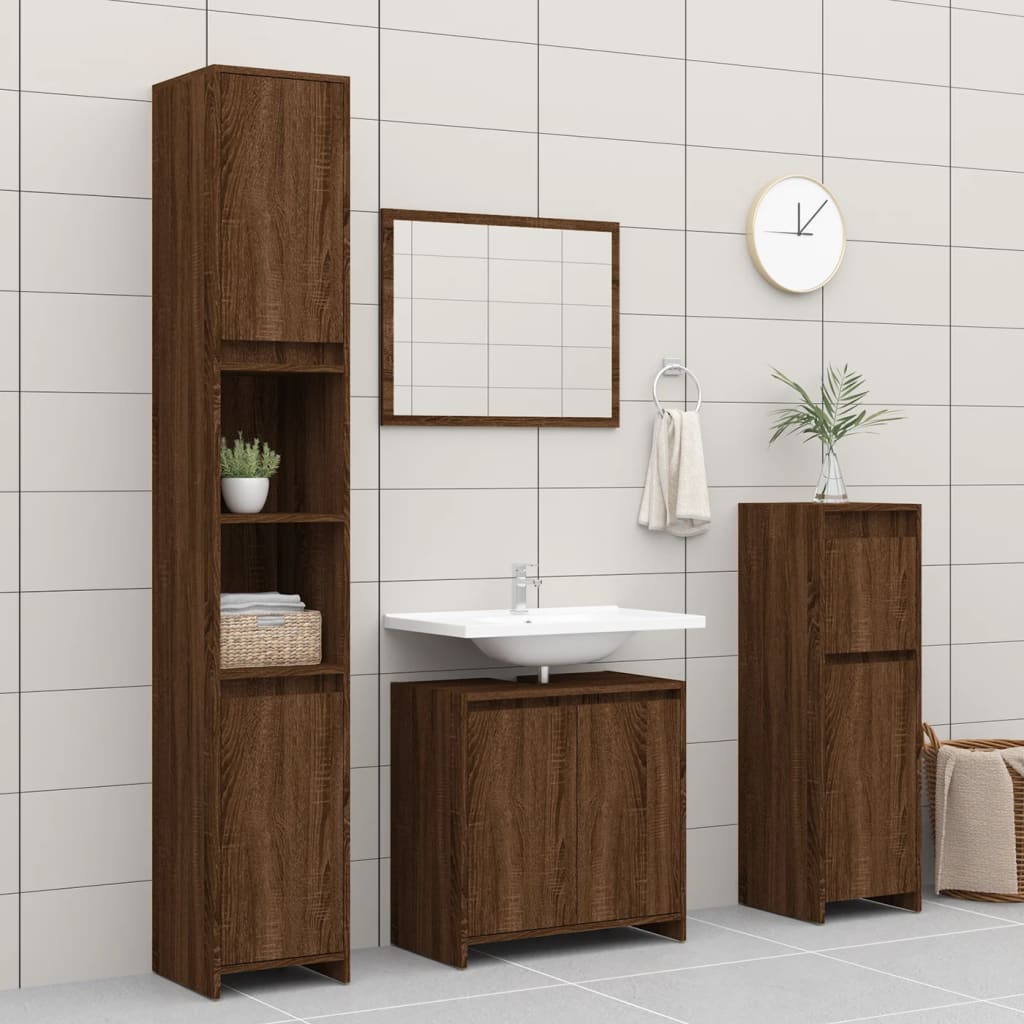 vidaXL Armario de baño madera contrachapada marrón roble 60x33x61 cm