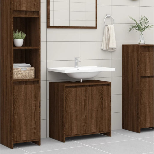 vidaXL Armario de baño madera contrachapada marrón roble 60x33x61 cm