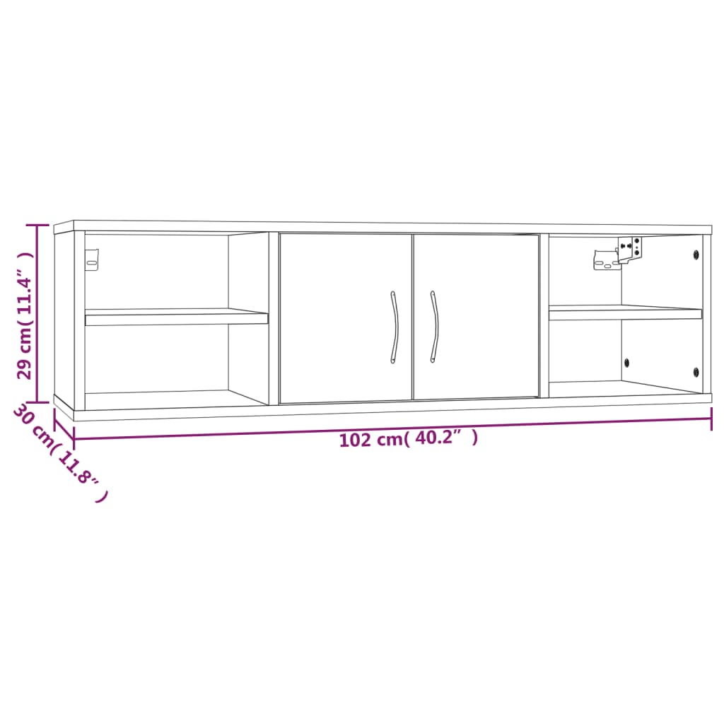 vidaXL Estantería de pared madera contrachapada gris 102x30x29 cm