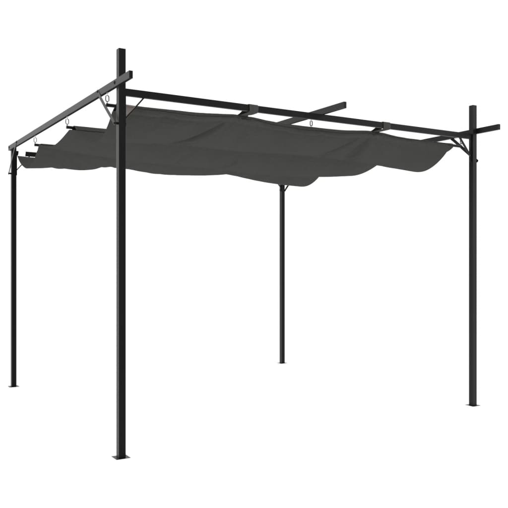 vidaXL Pérgola con cubierta retráctil gris antracita 295x292x230 cm