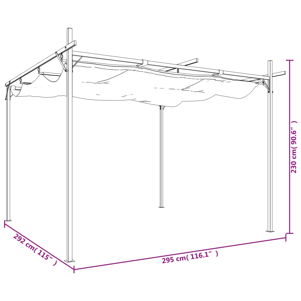 vidaXL Pérgola con cubierta retráctil gris antracita 295x292x230 cm