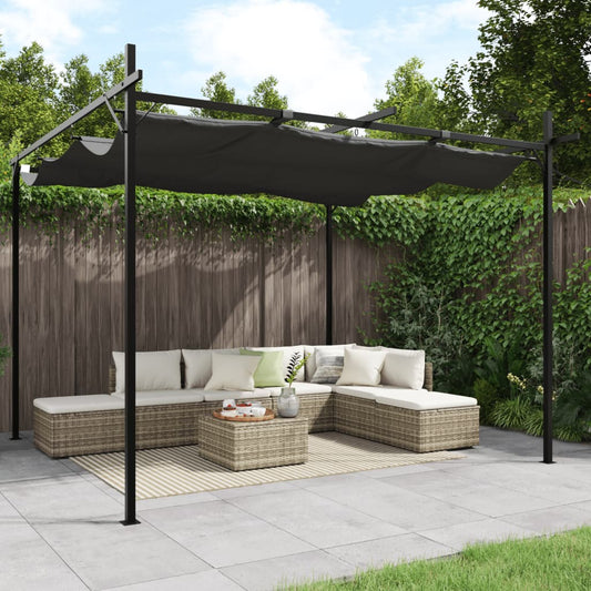 vidaXL Pérgola con cubierta retráctil gris antracita 295x292x230 cm