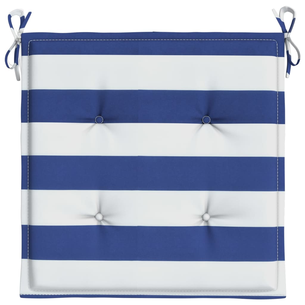 vidaXL Cojines silla jardín 2 uds tela a rayas azul y blanco 40x40x3cm