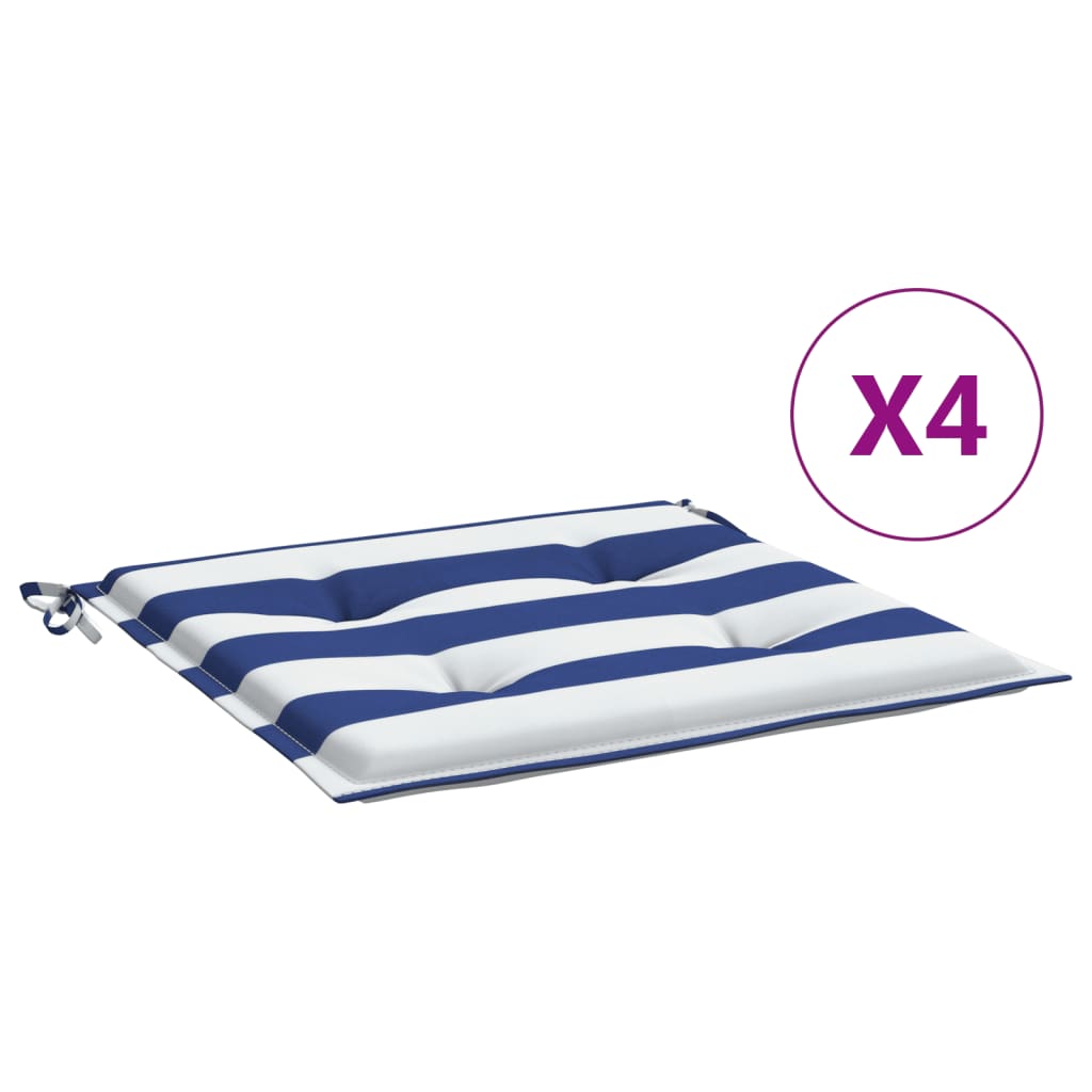 vidaXL Cojines silla jardín 4 uds tela a rayas azul y blanco 40x40x3cm