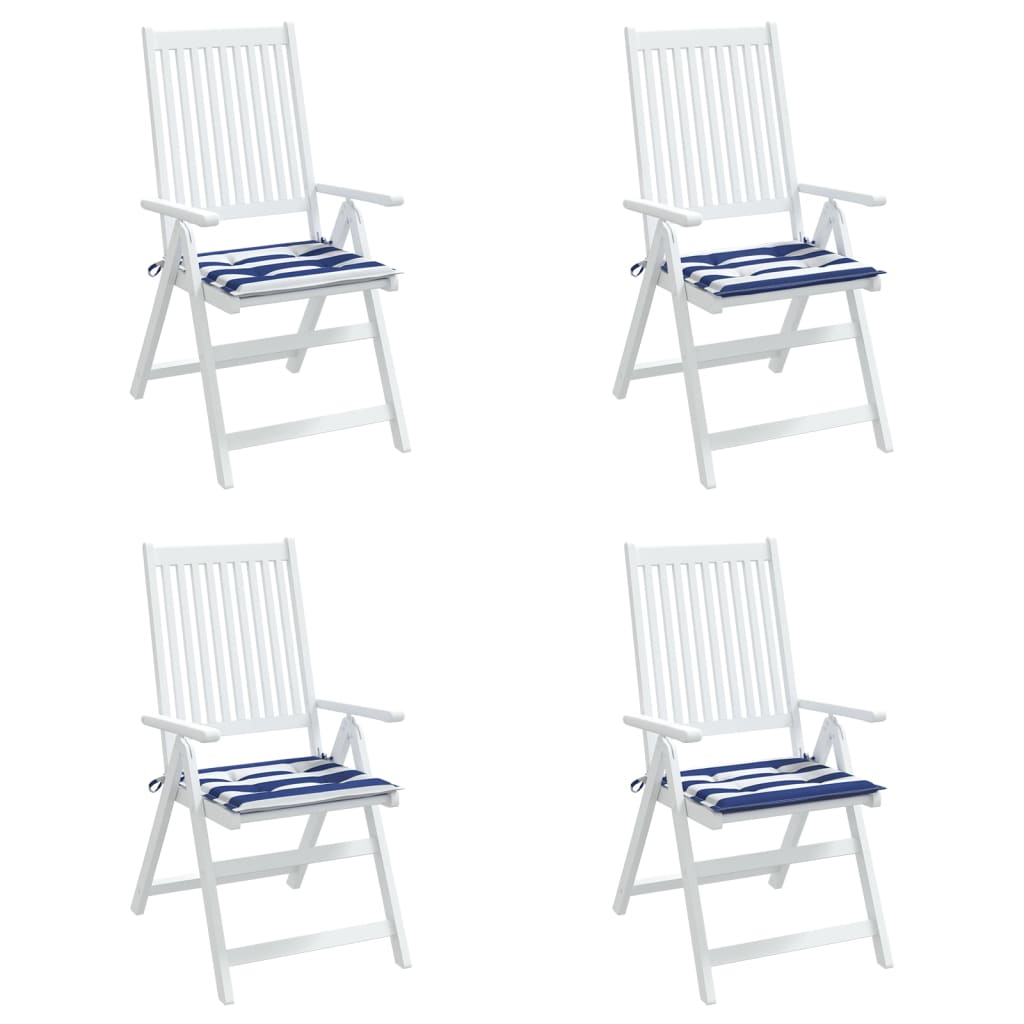 vidaXL Cojines silla jardín 4 uds tela a rayas azul y blanco 40x40x3cm