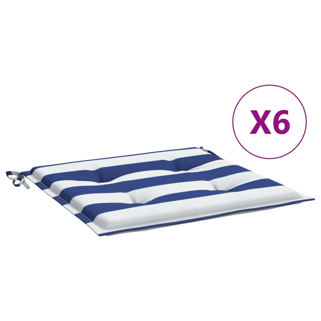 vidaXL Cojines silla jardín 6 uds tela a rayas azul y blanco 40x40x3cm