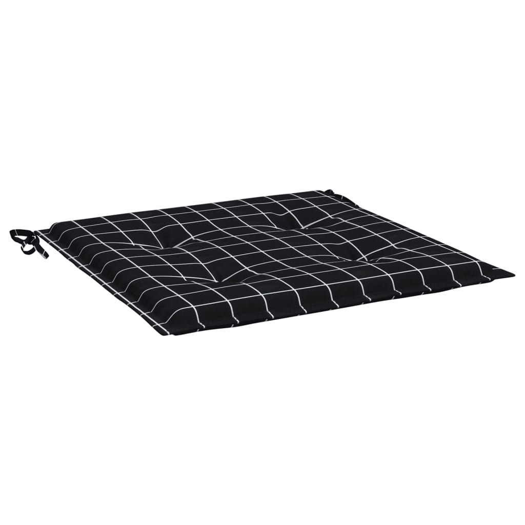 vidaXL Cojines de silla de jardín 2 uds tela a cuadros negro 40x40x3cm