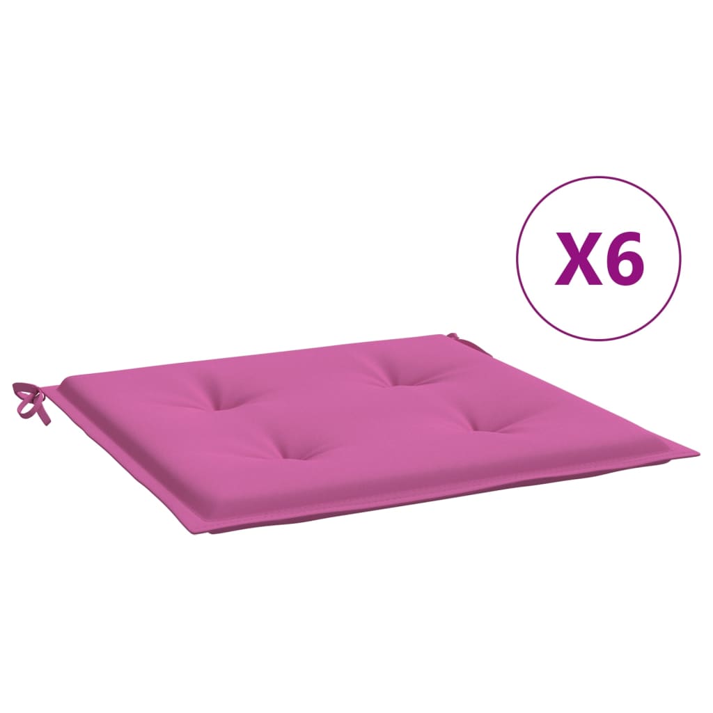 vidaXL Cojines de silla de jardín 6 uds tela rosa 40x40x3 cm