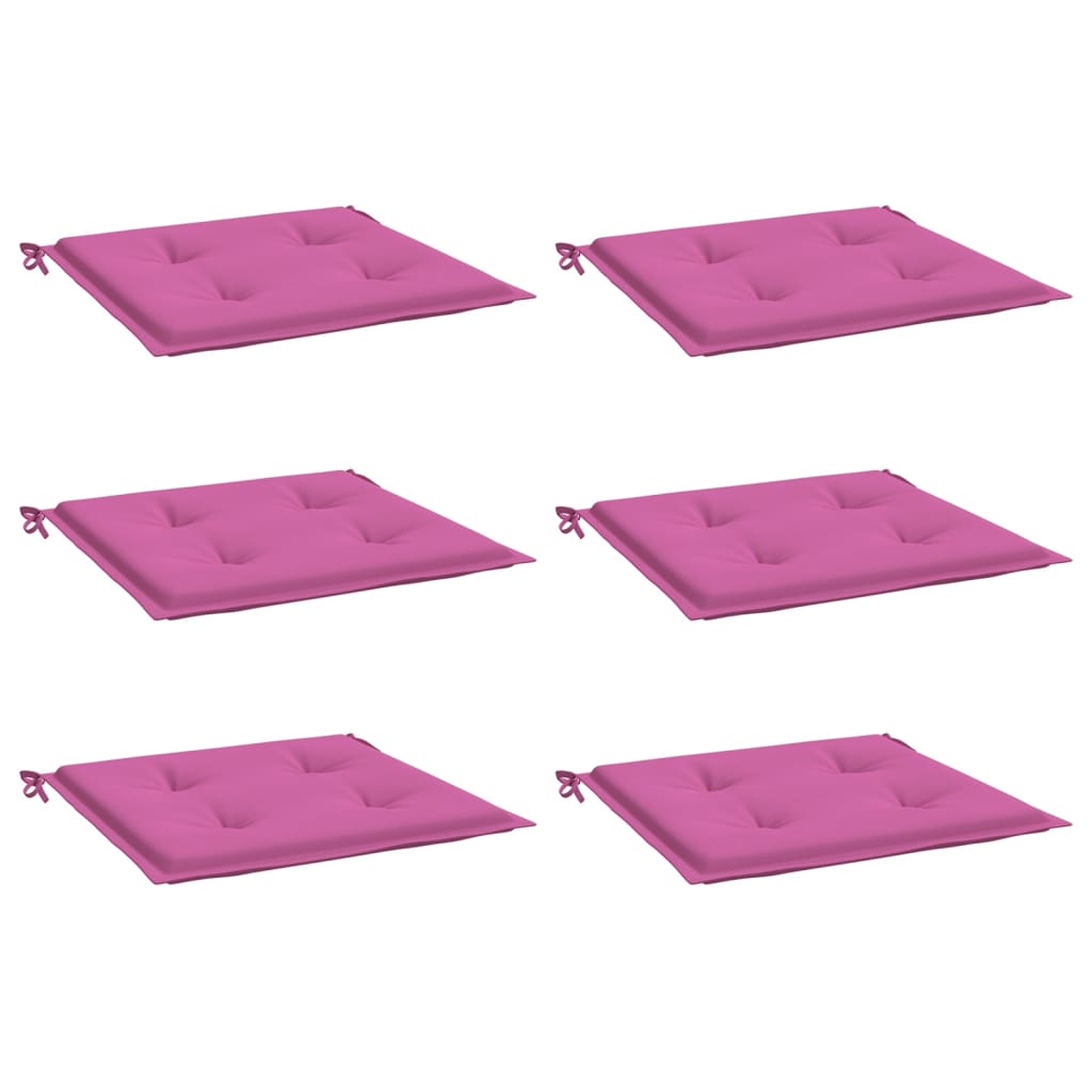 vidaXL Cojines de silla de jardín 6 uds tela rosa 40x40x3 cm