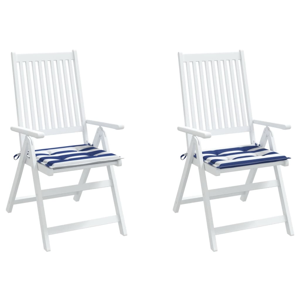 vidaXL Cojines silla jardín 2uds tela a rayas azul y blanco 50x50x3 cm