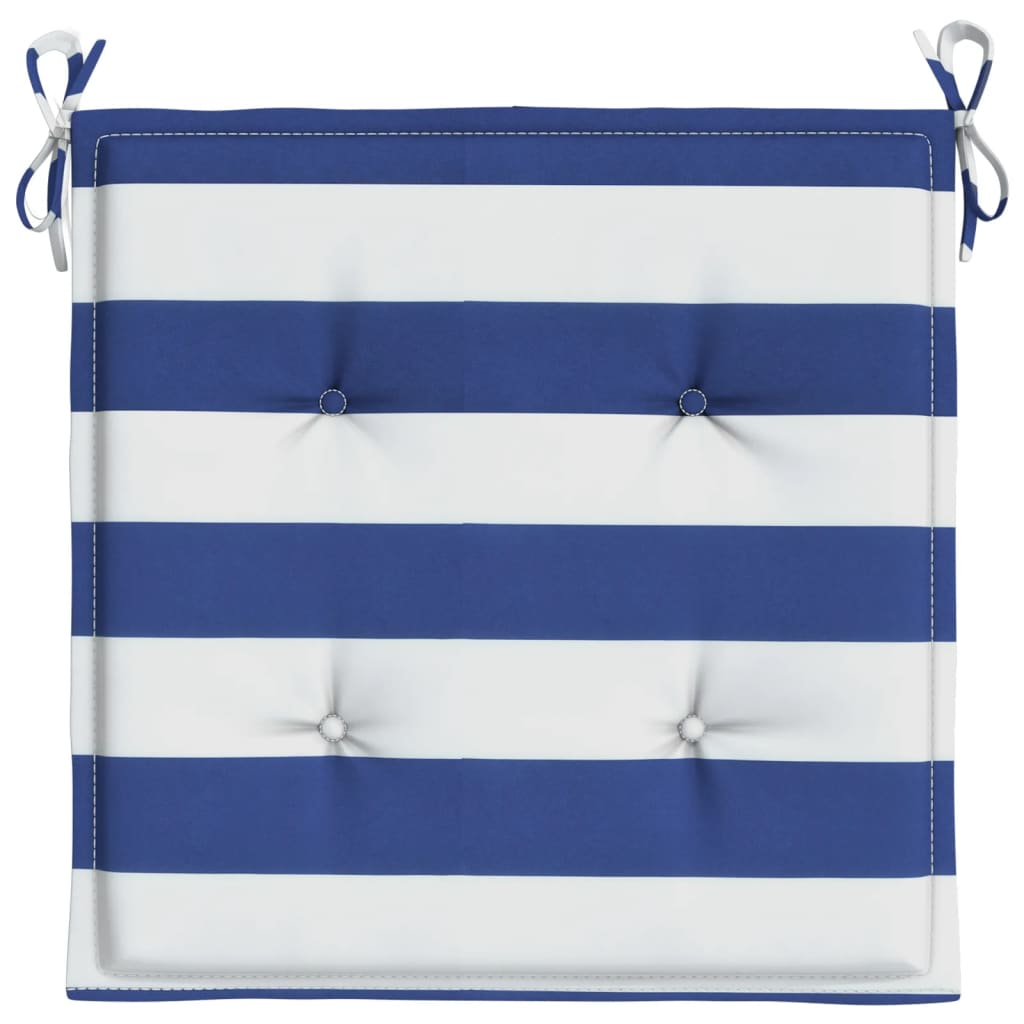 vidaXL Cojines silla jardín 2uds tela a rayas azul y blanco 50x50x3 cm